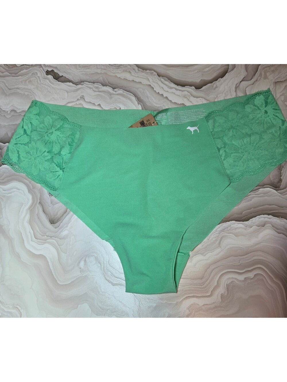 PINK Victoria’s Secret XXL No Show Cheekster Panty Green Lace NWT